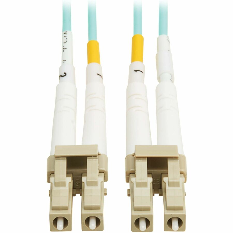 Eaton Tripp Lite Series 10Gb/40Gb/100Gb Duplex Multimode 50/125 OM4 LSZH Fiber Patch Cable (LC/LC), Aqua, 10M (32.8 ft.), TAA — N820-10M-OM4TAA