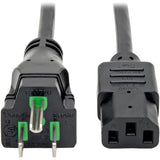 Eaton Tripp Lite Series Hospital-Grade Power Cord, NEMA 5-15P to C13 - Green Dot, 10A, 125V, 18 AWG, 6 ft. (1.83 m), Black — P006-006-HG10