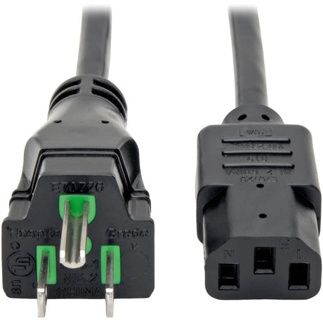 Eaton Tripp Lite Series Hospital-Grade Power Cord, NEMA 5-15P to C13 - Green Dot, 10A, 125V, 18 AWG, 6 ft. (1.83 m), Black — P006-006-HG10