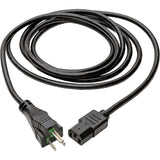 Eaton Tripp Lite Series Hospital-Grade Power Cord, NEMA 5-15P to C13 - Green Dot, 10A, 125V, 18 AWG, 6 ft. (1.83 m), Black — P006-006-HG10