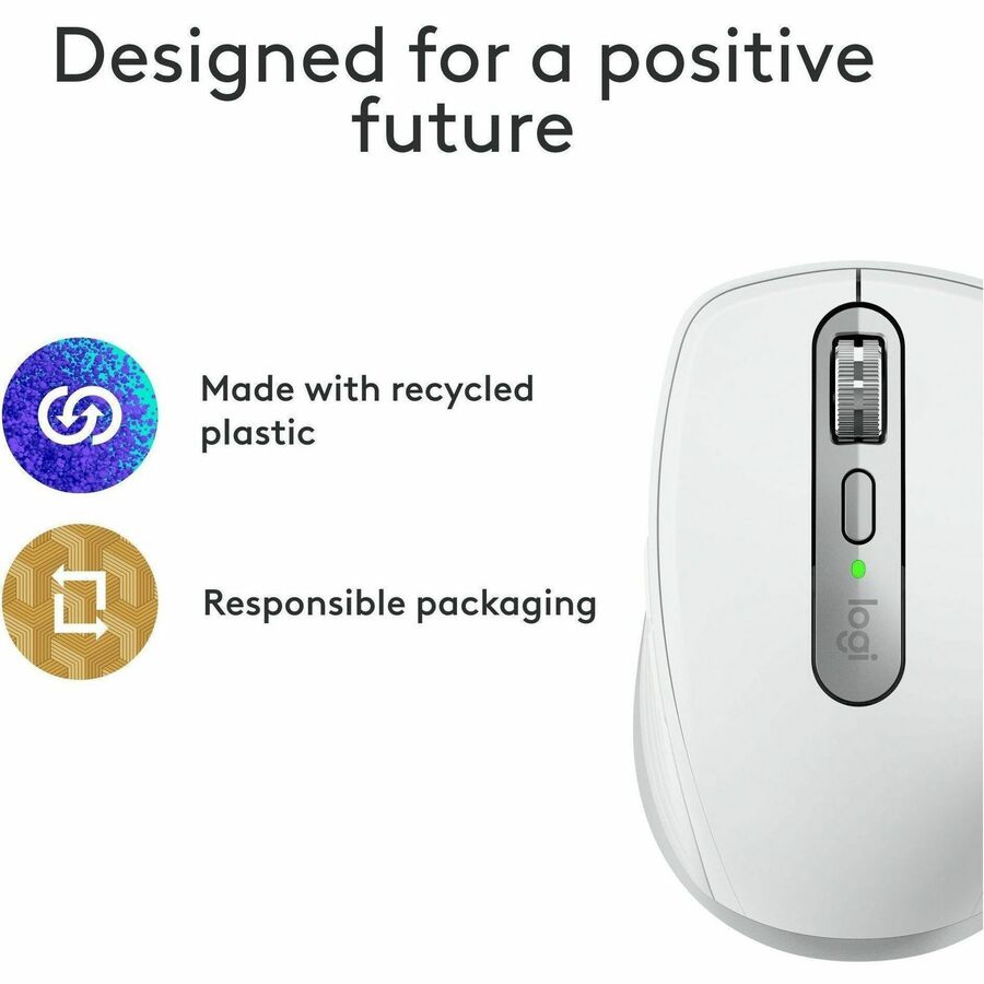 Logitech MX Anywhere 3S for Mac, Compact Wireless Bluetooth Mouse, 8K DPI Any-Surface Tracking, Quiet Clicks, USB C, Pale Grey — 910-006944