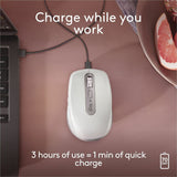 Logitech MX Anywhere 3S for Mac, Compact Wireless Bluetooth Mouse, 8K DPI Any-Surface Tracking, Quiet Clicks, USB C, Pale Grey — 910-006944