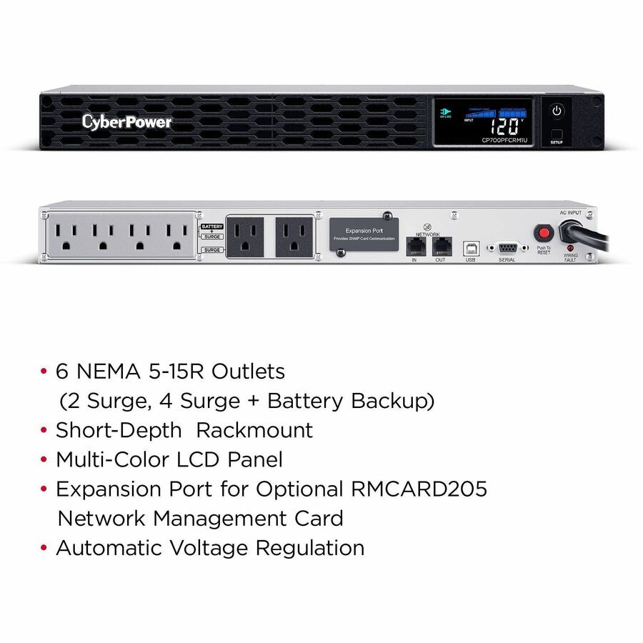 CyberPower CP700PFCRM1U PFC Sinewave UPS Systems — CP700PFCRM1U