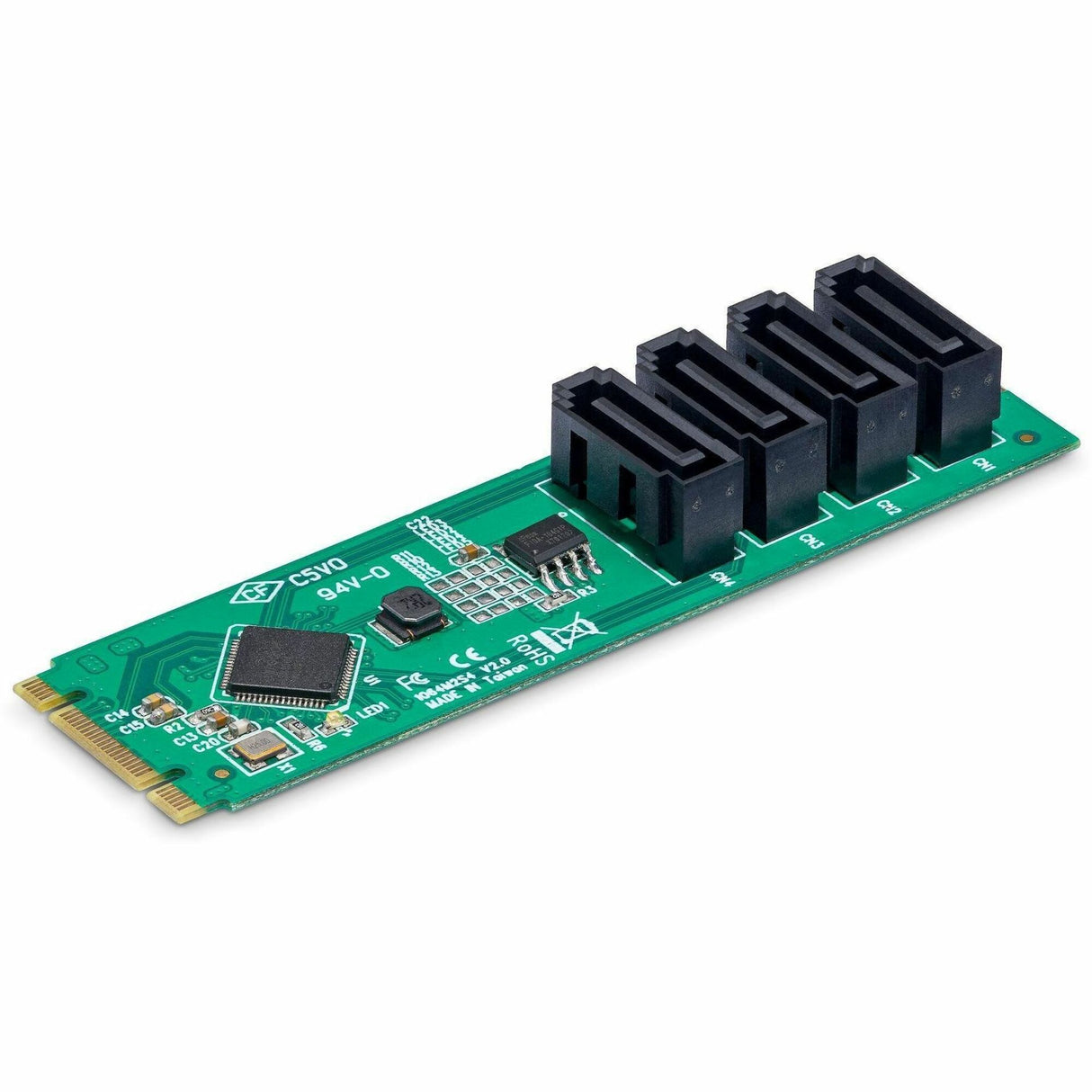 StarTech.com 4-Port M.2 to SATA Adapter Card, M.2 PCIe 3.0 to SATA HDD/SSD Expansion Card for Windows/macOS/Linux — 4P-SATA-M2-ADAPTER