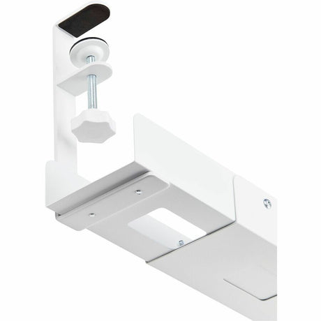 StarTech.com Under Desk Cable Management Tray, Length Adjustable, Clamp-On Installation, No Drilling Required, White — CALW-DESK-CABLE-TRAY