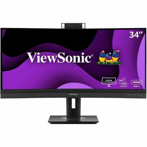 ViewSonic VG3457CV 34 Inch Ultrawide QHD 1440p Curved Video Conferencing Docking Monitor with Windows Hello Compatible IR Webcam, Advanced Ergonomics, and 100W USB C for Home and Office — VG3457CV