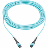 Eaton Tripp Lite Series 100G Multimode 50/125 OM4 Fiber Optic Cable (12F MPO/MPO-PC F/F), Type-A Polarity, OFNP, Aqua, 10 m (32.8 ft.), TAA — N845A-10M-12TAA