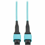 Eaton Tripp Lite Series 100G Multimode 50/125 OM4 Fiber Optic Cable (12F MPO/MPO-PC F/F), Type-A Polarity, OFNP, Aqua, 10 m (32.8 ft.), TAA — N845A-10M-12TAA