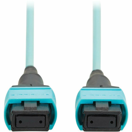 Eaton Tripp Lite Series 100G Multimode 50/125 OM4 Fiber Optic Cable (12F MPO/MPO-PC F/F), Type-A Polarity, OFNP, Aqua, 10 m (32.8 ft.), TAA — N845A-10M-12TAA