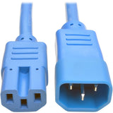Eaton Tripp Lite Series Power Cord C14 to C15 - Heavy-Duty, 15A, 250V, 14 AWG, 3 ft. (0.91 m), Blue — P018-003-ABL
