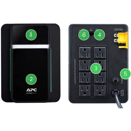 APC Back UPS, 1200VA/650W, Tower, 120V, 8x NEMA 5-15R outlets, USB Type A + C Ports, User Replaceable Battery — BVK1200M2