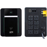 APC Back UPS, 1200VA/650W, Tower, 120V, 8x NEMA 5-15R outlets, USB Type A + C Ports, User Replaceable Battery — BVK1200M2
