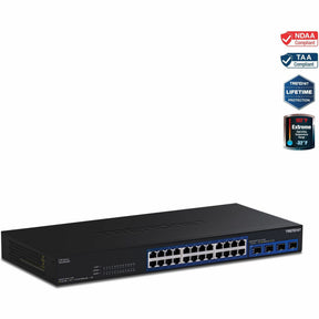 TRENDnet 28-Port Multi-Gig Switch, TEG-S50284, 24 2.5Gb RJ45 Ports, 4 x 10G SFP+ Ports, NDAA TAA Compliant, Lifetime Protection, 200Gbps Switch Capacity, Rack Mount Ready, Black — TEG-S50284