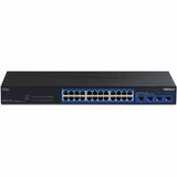 TRENDnet 28-Port Multi-Gig Switch, TEG-S50284, 24 2.5Gb RJ45 Ports, 4 x 10G SFP+ Ports, NDAA TAA Compliant, Lifetime Protection, 200Gbps Switch Capacity, Rack Mount Ready, Black — TEG-S50284