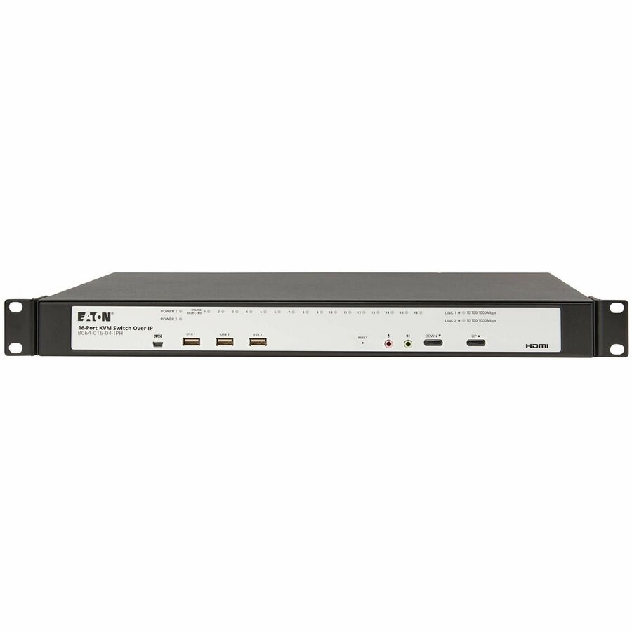 Eaton 16-Port Cat5e KVM over IP Switch - Virtual Media, 4 Users (Remote + 1 Local Port), HDMI Output, 1U Rack-Mount, TAA — B064-016-04-IPH