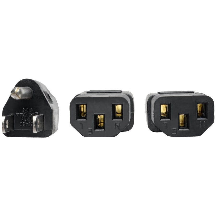 Eaton Tripp Lite Series Y Splitter Power Cable, NEMA 5-15P to 2x C13 - 10A, 125V, 18 AWG, 1.5 ft. (0.45 m), Black — P006-18N-2