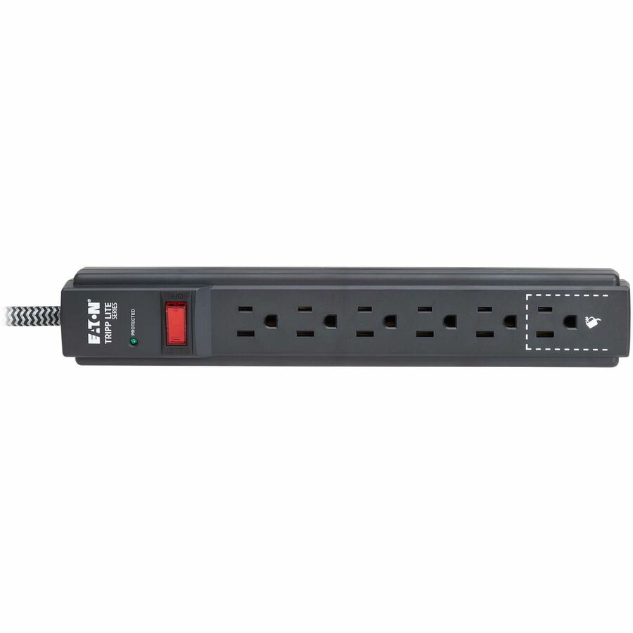 Eaton Tripp Lite Series Protect It! 6-Outlet Surge Protector - 5-15R Outlets, 1200 Joules, 10 ft. (3 m) Braided Cord, Black — TLP610DB