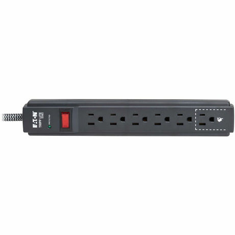 Eaton Tripp Lite Series Protect It! 6-Outlet Surge Protector - 5-15R Outlets, 1200 Joules, 10 ft. (3 m) Braided Cord, Black — TLP610DB