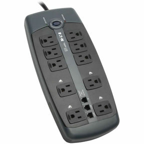 Eaton Tripp Lite Series Protect It! 10-Outlet Surge Protector, 8 ft. (2.43 m) Cord with Right-Angle Plug, 2395 Joules, Tel/DSL Protection, Black Housing — TLP1008TEL