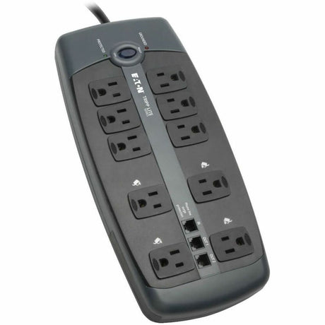Eaton Tripp Lite Series Protect It! 10-Outlet Surge Protector, 8 ft. (2.43 m) Cord with Right-Angle Plug, 2395 Joules, Tel/DSL Protection, Black Housing — TLP1008TEL