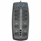 Eaton Tripp Lite Series Protect It! 10-Outlet Surge Protector, 8 ft. (2.43 m) Cord with Right-Angle Plug, 2395 Joules, Tel/DSL Protection, Black Housing — TLP1008TEL