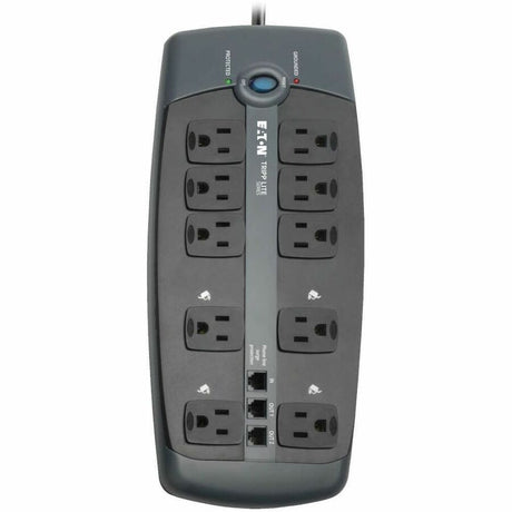 Eaton Tripp Lite Series Protect It! 10-Outlet Surge Protector, 8 ft. (2.43 m) Cord with Right-Angle Plug, 2395 Joules, Tel/DSL Protection, Black Housing — TLP1008TEL