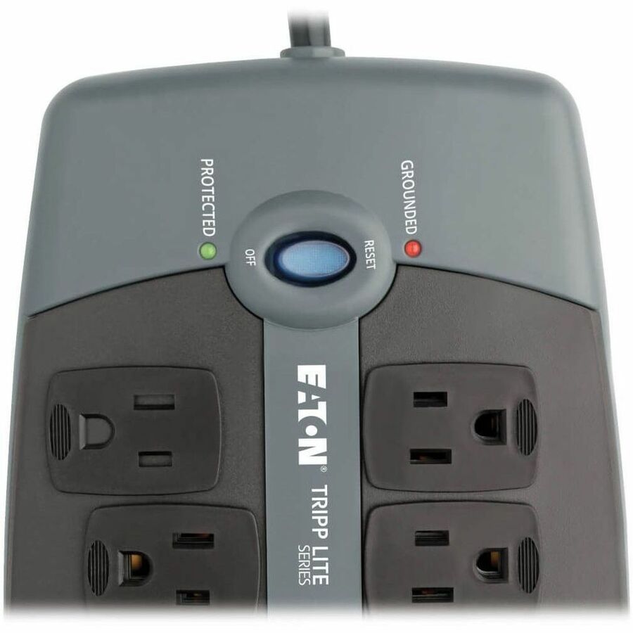 Eaton Tripp Lite Series Protect It! 10-Outlet Surge Protector, 8 ft. (2.43 m) Cord with Right-Angle Plug, 2395 Joules, Tel/DSL Protection, Black Housing — TLP1008TEL