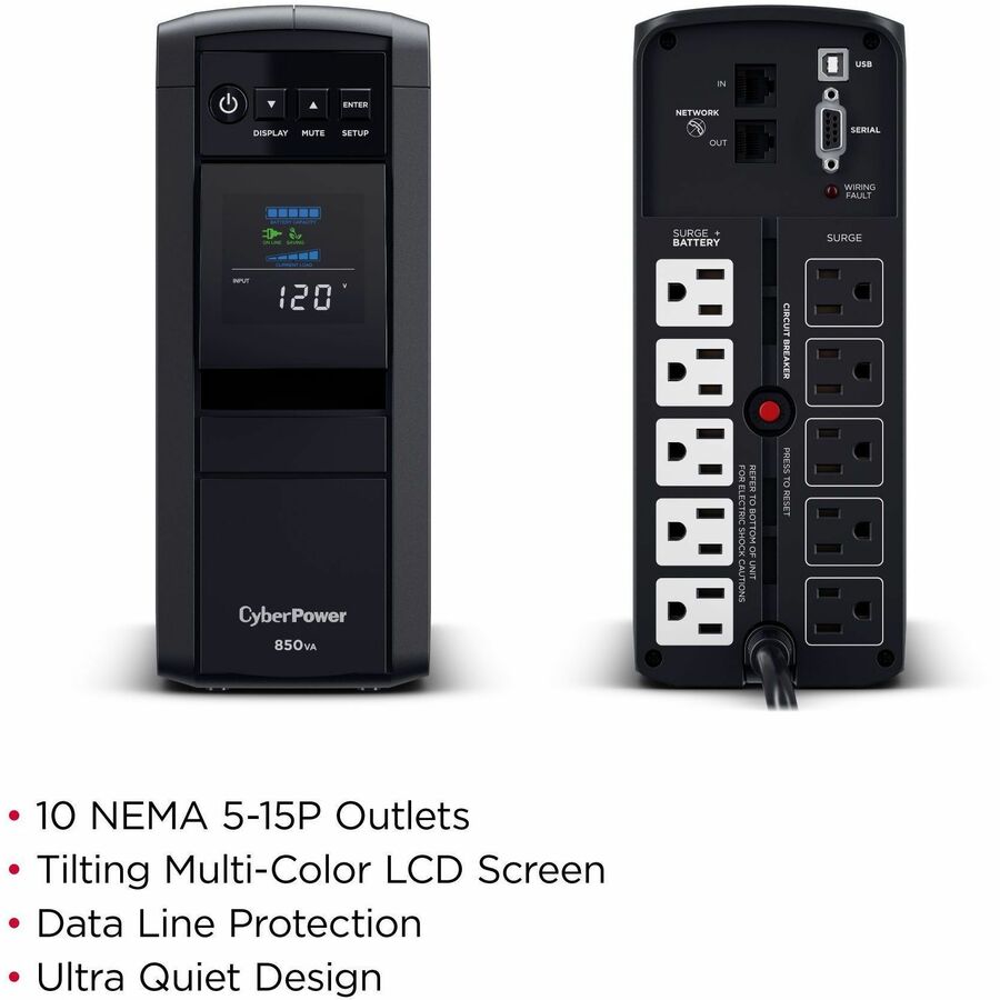 CyberPower CP850PFCLCD PFC Sinewave UPS Systems — CP850PFCLCD