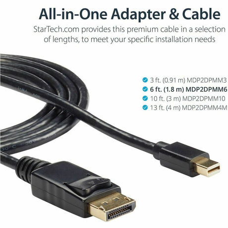 StarTech.com 6 ft Mini DisplayPort to DisplayPort 1.2 Adapter Cable M/M - DisplayPort 4k — MDP2DPMM6