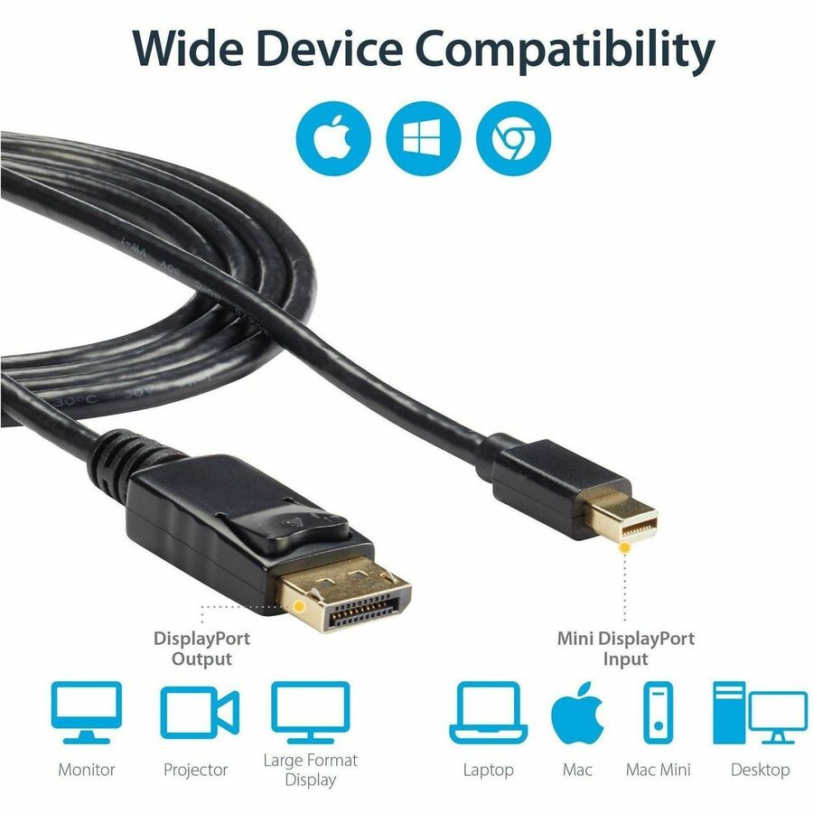 StarTech.com 6 ft Mini DisplayPort to DisplayPort 1.2 Adapter Cable M/M - DisplayPort 4k — MDP2DPMM6