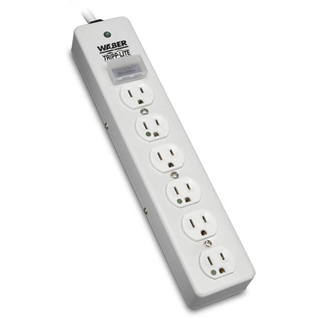 Eaton Tripp Lite Series Hospital-Grade Surge Protector with 6 Hospital-Grade Outlets, 6 ft. (1.83 m) Cord, 1050 Joules, UL 1363, Not for Patient-Care Rooms — SPS606HGRA