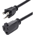 StarTech.com 15ft (4.5m) Power Extension Cord, NEMA5-15R to NEMA5-15P Black Extension Cord, 13A 125V, 16AWG, Computer Power Extension Cable — PAC10115