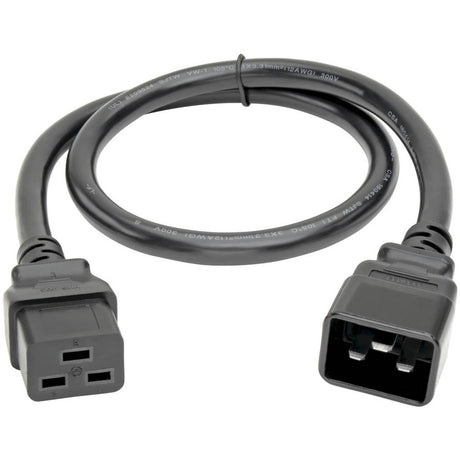 Eaton Tripp Lite Series Power Extension Cord, C19 to C20 - Heavy-Duty, 20A, 250V, 12 AWG, 2 ft. (0.61 m), Black — P036-002
