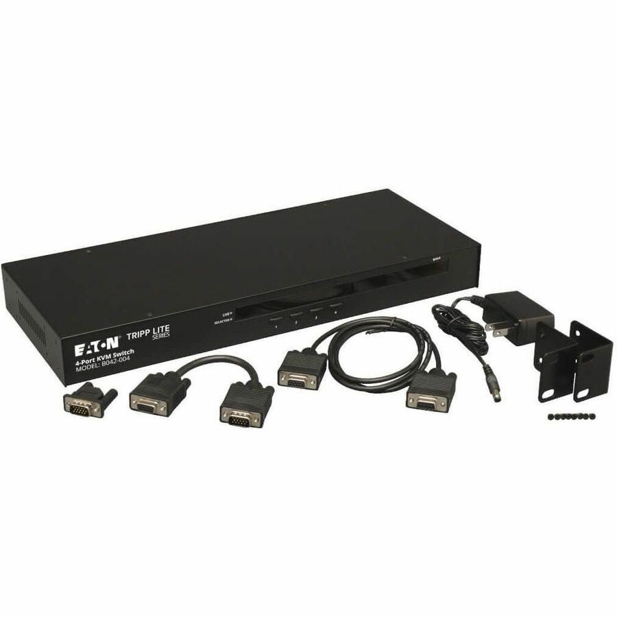 Eaton Tripp Lite Series 4-Port 1U Rack-Mount USB/PS2 KVM Switch with On-Screen Display — B042-004