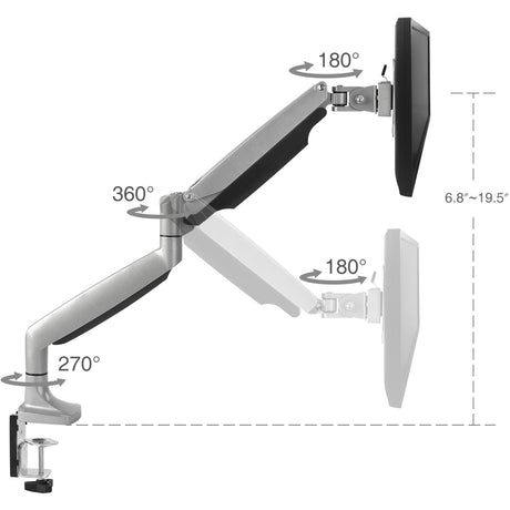 High Premium Aluminum Gas Spring Desk Mount - 13" to 32" - Single Monitor - Max load 19.8Ibs, VESA 75x75/100x100mm — CE-MT2D12-S1