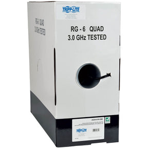 Eaton Tripp Lite Series RG6/U Quad-Shield CMR-Rated Coaxial Cable, Black, 1000 ft. (304.8 m) — A224-01K-BK