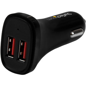 StarTech.com Dual Port USB Car Charger - Black - High Power 24W/4.8A - 2 port USB Car Charger - Charge two tablets at once — USB2PCARBKS