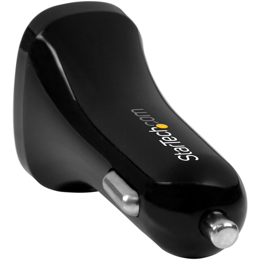 StarTech.com Dual Port USB Car Charger - Black - High Power 24W/4.8A - 2 port USB Car Charger - Charge two tablets at once — USB2PCARBKS