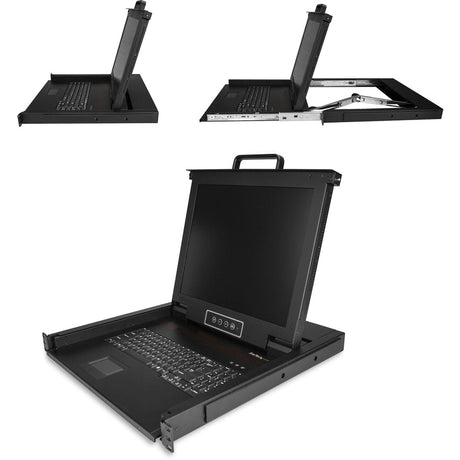 StarTech.com Rackmount KVM Console - 1U 17" LCD Monitor Single Port VGA KVM Server Rack Drawer includes Cables & Hardware - USB Support — RKCONS1701