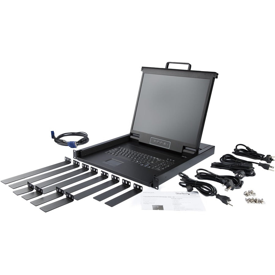 StarTech.com Rackmount KVM Console - 1U 17" LCD Monitor Single Port VGA KVM Server Rack Drawer includes Cables & Hardware - USB Support — RKCONS1701