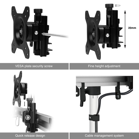 SIIG Premium Aluminum Freestanding Triple Monitor desk stand - 13" to 27" - Max Load 17.6 lbs each — CE-MT2111-S1