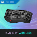 Adesso 2.4 GHz Wireless Ergonomic Trackball Keyboard — WKB-3500UB