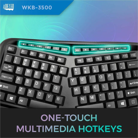 Adesso 2.4 GHz Wireless Ergonomic Trackball Keyboard — WKB-3500UB