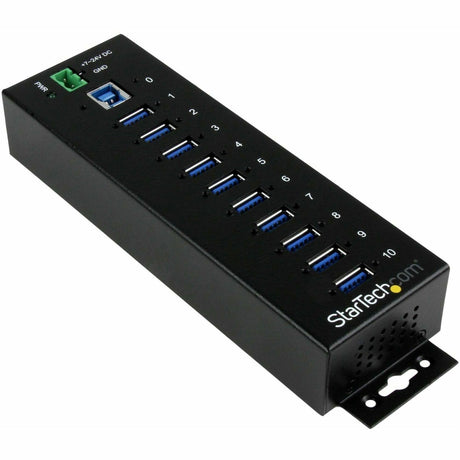 StarTech.com 10 Port Industrial USB 3.0 Hub - ESD and Surge Protection - DIN Rail or Surface-Mountable Metal Housing — ST1030USBM
