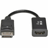 Eaton Tripp Lite Series DisplayPort to HDMI Active Adapter (M/F), Latching Connector, 4K 60 Hz, DP1.2, HDCP 2.2,Black, 6 in. — P136-06N-H2V2LB
