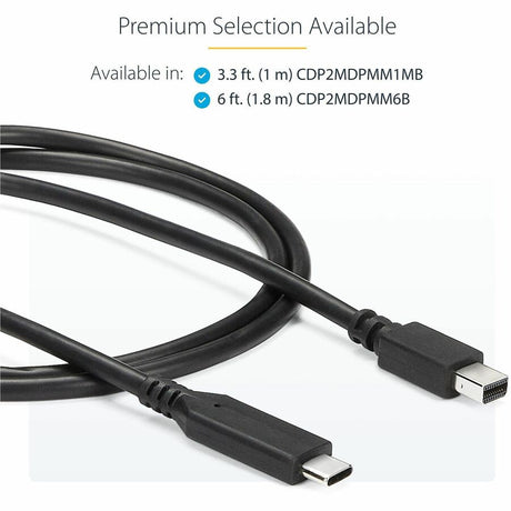 StarTech.com 1 m / 3.3 ft. USB-C to Mini DisplayPort Cable - 4K 60Hz - Black - USB 3.1 Type-C to Mini DP Adapter Cable - mDP Cable — CDP2MDPMM1MB