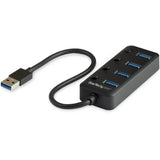 StarTech.com 4 Port USB 3.0 Hub - USB Type-A to 4x USB-A with Individual On/Off Port Switches - SuperSpeed 5Gbps USB 3.2 Gen 1 - Bus Power — HB30A4AIB