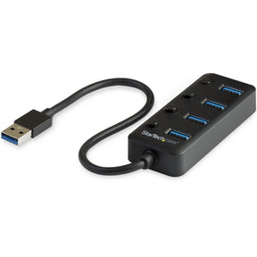 StarTech.com 4 Port USB 3.0 Hub - USB Type-A to 4x USB-A with Individual On/Off Port Switches - SuperSpeed 5Gbps USB 3.2 Gen 1 - Bus Power — HB30A4AIB