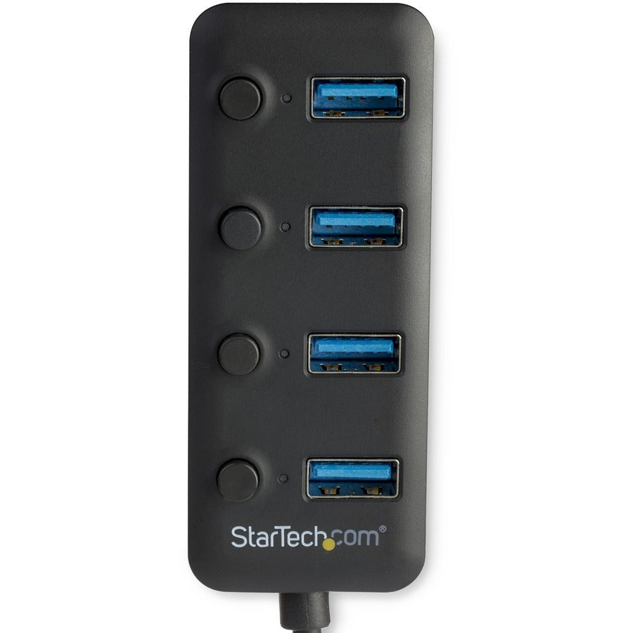 StarTech.com 4 Port USB 3.0 Hub - USB Type-A to 4x USB-A with Individual On/Off Port Switches - SuperSpeed 5Gbps USB 3.2 Gen 1 - Bus Power — HB30A4AIB