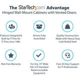StarTech.com 4-Post 12U Wall Mount Network Cabinet, 19" Hinged Wall-Mounted Server Rack for IT Equipment, Flexible Lockable Rack Enclosure — RK12WALHM